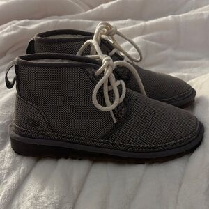UGG Neumel Boots • Grey Knit Woven Fabric • Warm Lined Chukka Ankle Boot